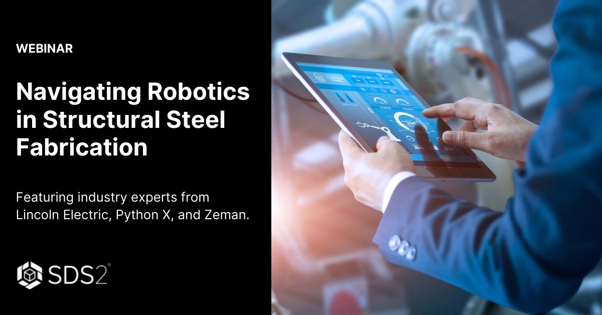 SDS2_Software's tweet photo. If you weren't able to join our webinar highlighting the growth of #robotics in structural #steelfabrication, you can find the on-demand webinar on our website. Learn more about choosing the right equipment for your shop https://t.co/9ZLAW3mwUn

#automation https://t.co/9F0Tx4B3tF