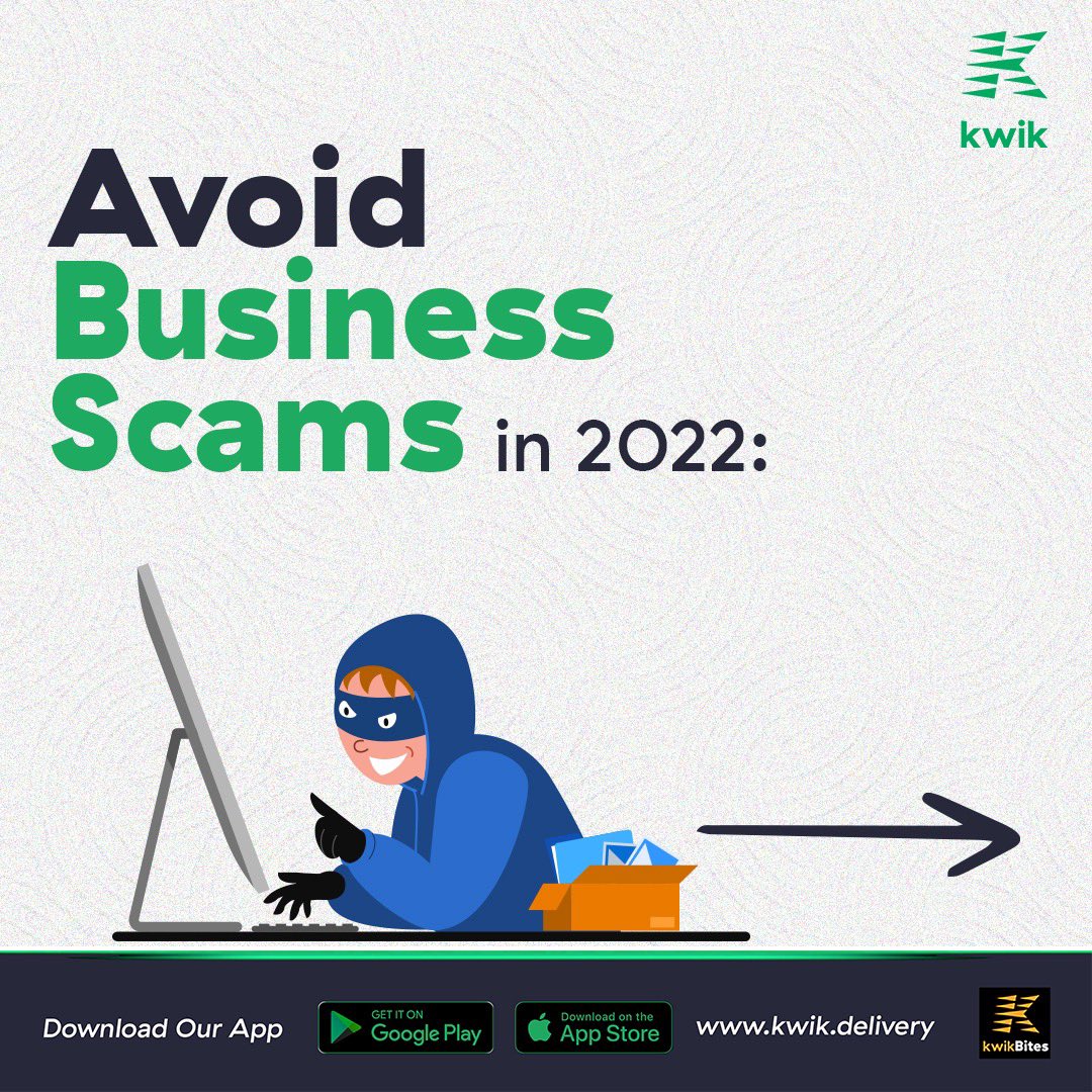 kwikafrica's tweet photo. There's been a rise in fraud and business related scams over the years, entrepreneurs have suffered irreplaceable losses as a result. There might not be a cast in stone way to prevent this but these few tips might help.
#saynotofraud
#startkwik
#deliveryserviceinlagos https://t.co/7KPMUe9t1E