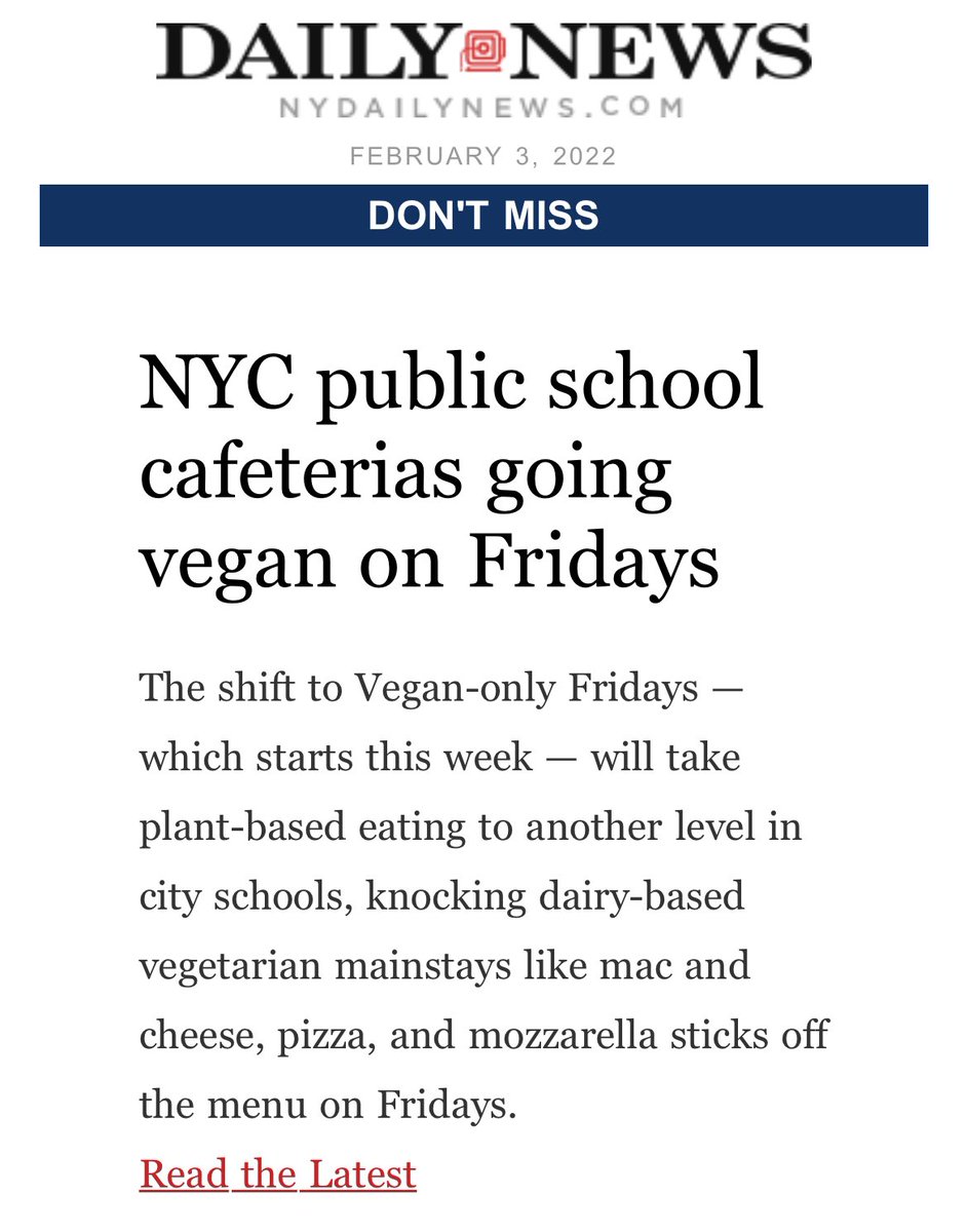 JRSterne's tweet photo. Really big opportunity for NYC schools (and @NYCMayor) to show a generation of kids that plant-based food is tasty, filling, and healthy.

I hope we get this right. https://t.co/peUUV2wrkD