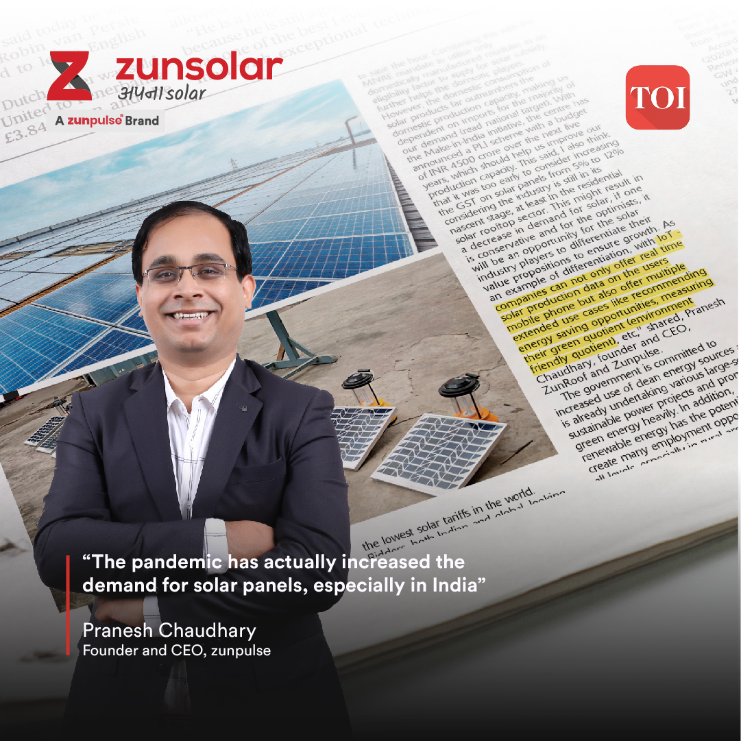 zunvolt's tweet photo. Pranesh Chaudhary, Founder and #CEO, zunpulse, talks about IoT companies and their role in #solarpower with #TimesofIndia's Make in India magazine (January to March edition)
#ZunSolar #appliances #TOI  #makeinindia #solar #solarenergy #solarpanel #saveelectricity #energy #startup https://t.co/99ehvPQupu