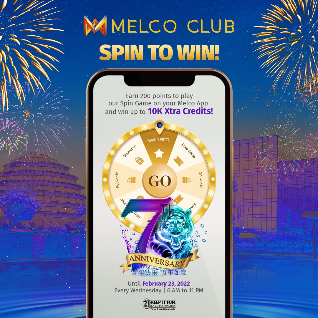 cityofdreamsPH's tweet photo. Play our Melco Club App CNY &amp; 7th Anniversary Giveaway game and get amazing gifts or FreePlay.

Simply earn 200 points every Wednesday to play our Melco App Spin-To-Win on My Offer section.

Download the Melco App for FREE now:
https://t.co/T1qUHXS63C

#MelcoClubApp #CODManila https://t.co/nYndIrJXN6