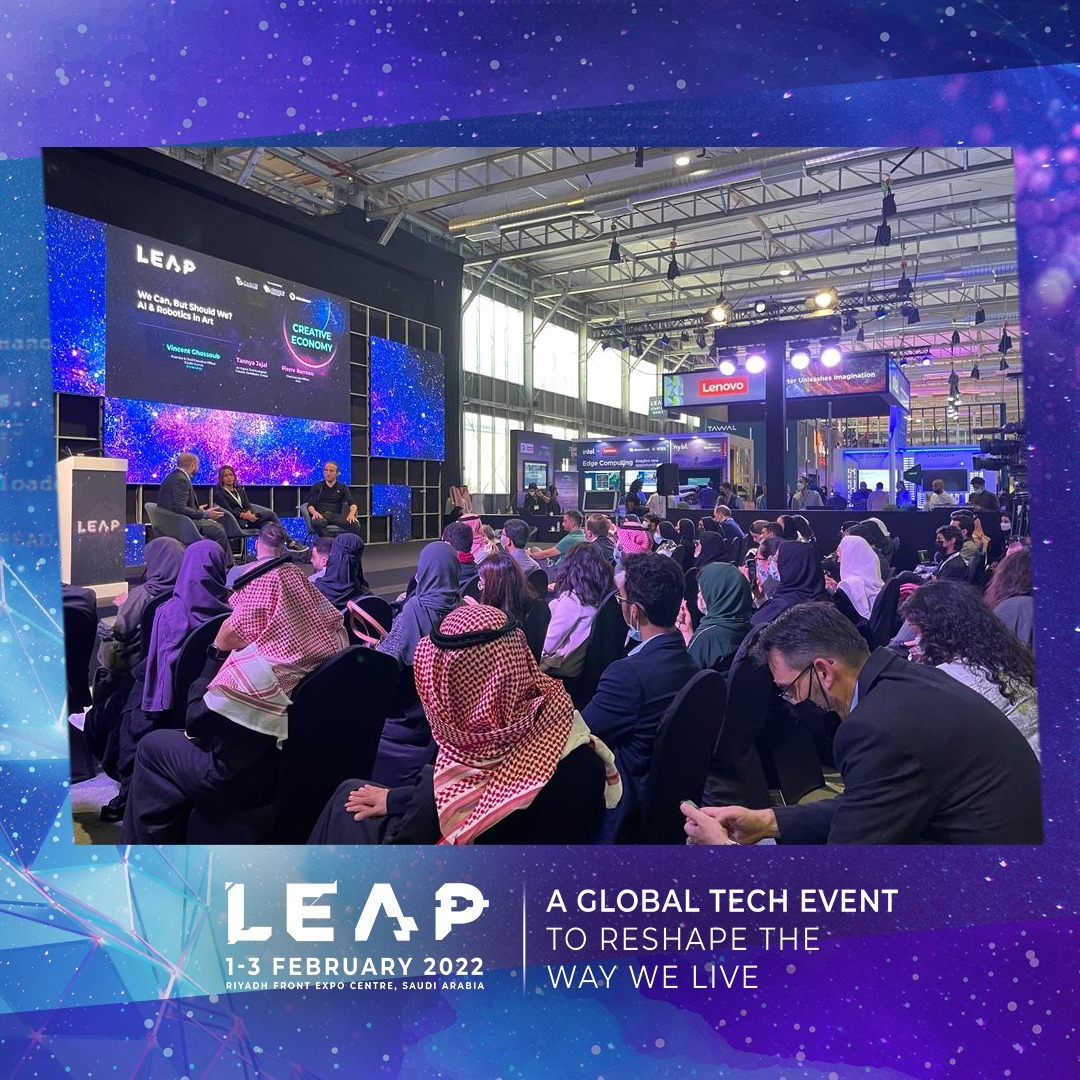 LEAPandInnovate's tweet photo. Game-changing innovations like AI and robotics in art are here, but our speakers @pierrebarreau05, CEO, AIVA and @TannyaDj, UAE Chapter Lead, @Forbes asks, “We can, but should we?” in this impactful discussion. #LEAP22 

📍Orbital Talks 4 - Creative Economy https://t.co/7MA4XrCF1S