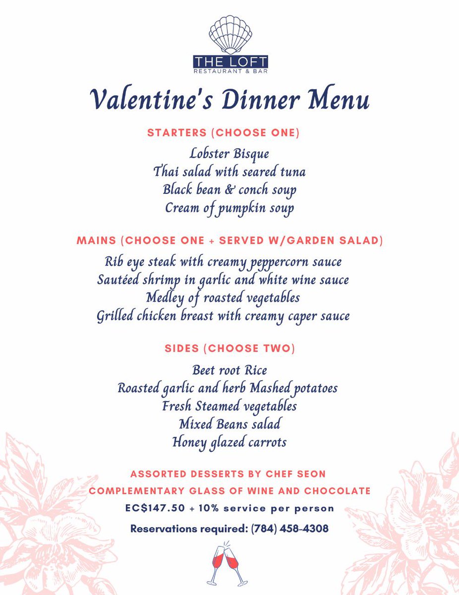 BlueLagoonSVG's tweet photo. Don’t wait until too late to start making plans for that special someone! ❤️
Make dinner plans for Valentine’s at The Loft Restaurant now! 🍷 (located at Blue Lagoon Hotel and Marina SVG )

Monday 14th February at 7PM! 🌹 

For reservations, call: 1-784-458-4308 https://t.co/Chj1Oky9e6