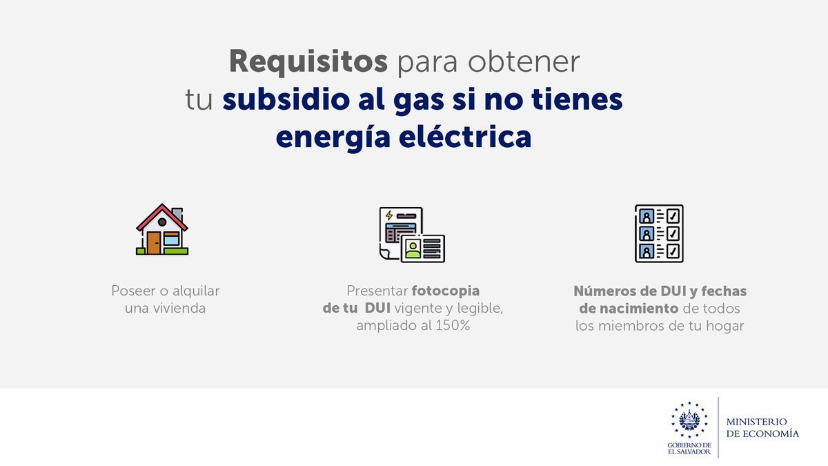 EconomiaSV's tweet photo. Estamos comprometidos en proteger tu bolsillo.
Tramita su #SubsidioAlGas en nuestras oficinas de #CENADE 👉 https://t.co/1buI3Sd65F.
Para gozar de este beneficio, no es necesario que tengas energía eléctrica en tu casa. https://t.co/xfM0A8AYSL