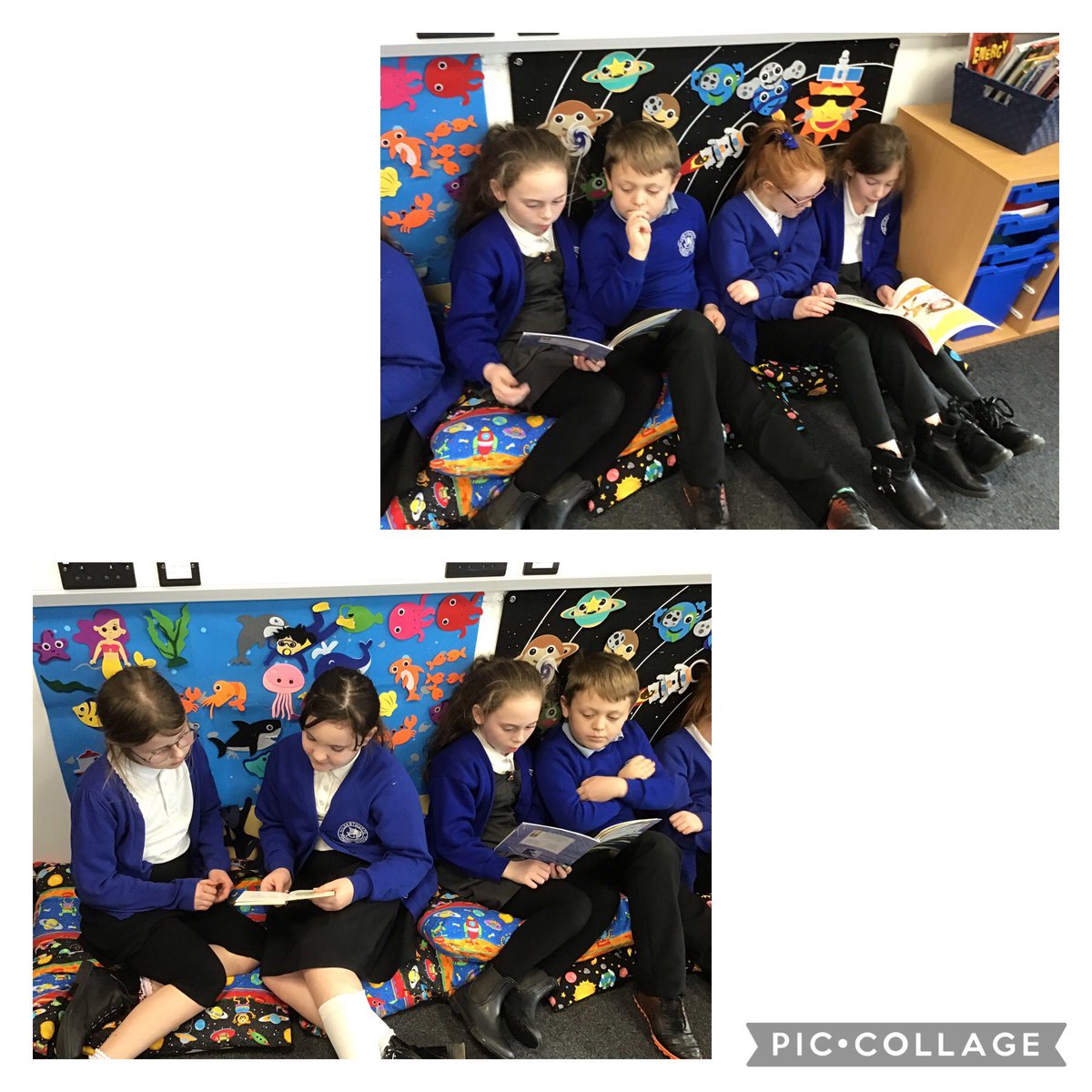 HilderthorpeSch's tweet photo. Exploring and sharing texts in our new library. 4CT are very enthusiastic for library time. #hildyear4 #hildeng #hildread https://t.co/kLt0ND8FdK