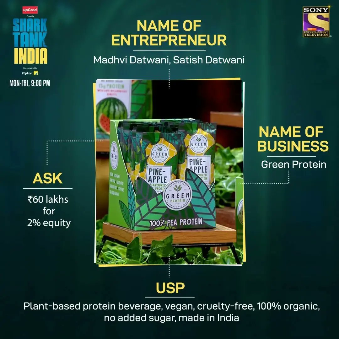 sharktankindia's tweet photo. #NomadFoodProject, #TweeInOne, #GreenProtein and #On2Cook pitches are ready to be presented, which Shark will invest in these businesses? Tune in to #SharkTankIndia, Finale Week, tonight at 9 PM, only on Sony TV! https://t.co/E61SJGCC45
