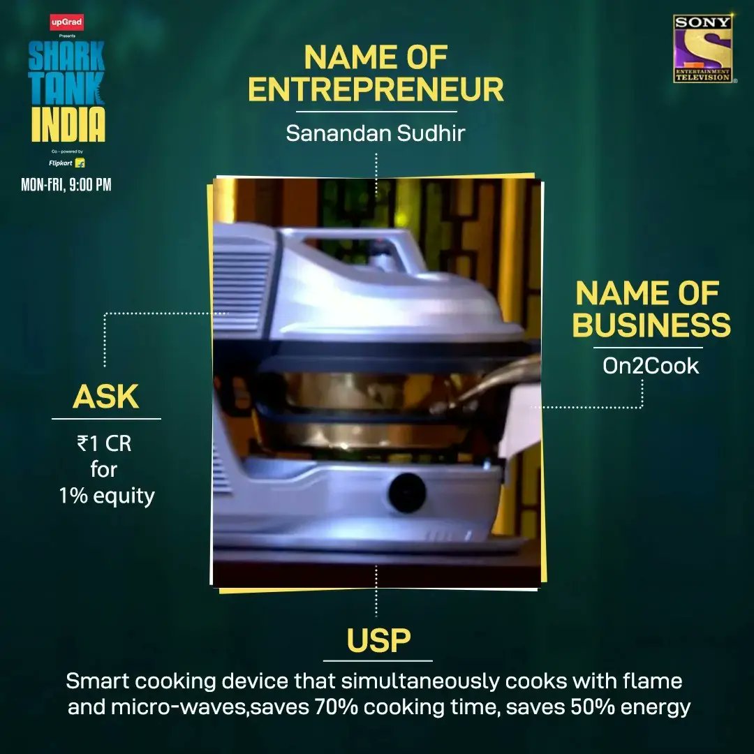 sharktankindia's tweet photo. #NomadFoodProject, #TweeInOne, #GreenProtein and #On2Cook pitches are ready to be presented, which Shark will invest in these businesses? Tune in to #SharkTankIndia, Finale Week, tonight at 9 PM, only on Sony TV! https://t.co/E61SJGCC45