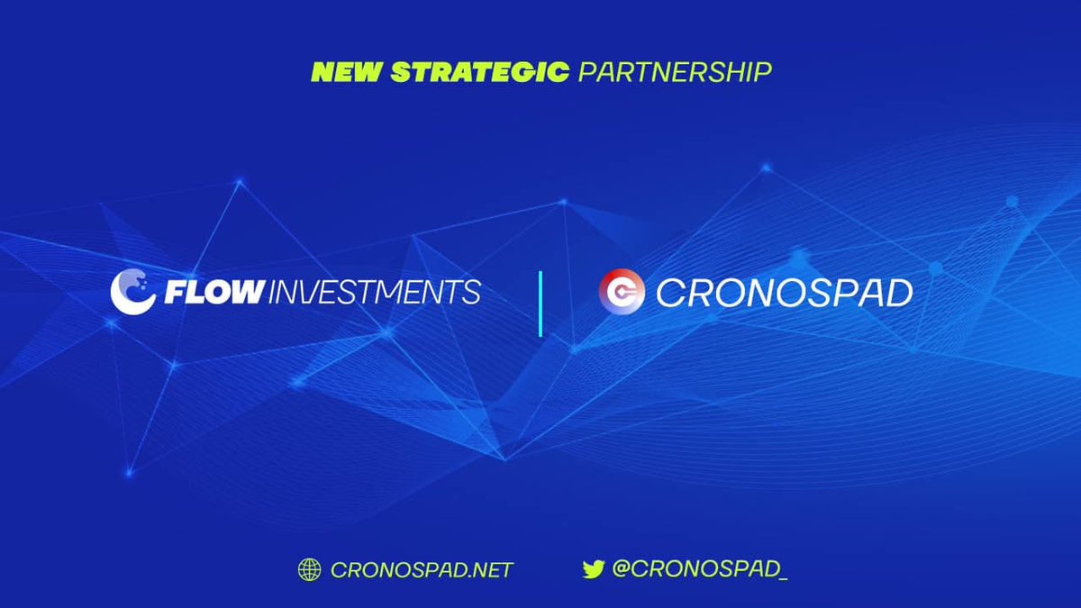 Flowinvestment's tweet photo. ⚡️We are very happy to publish our collaboration with  @cronospad_ . Together we are bigger.

----------------------

💥Orgullosos de anunciar nuestra colaboración con @cronospad_ , de la cual esperamos grandes cosas.

#sumaysigue #flowisthetrend #flowinvestments #CronosNews https://t.co/rtrRvyx23B