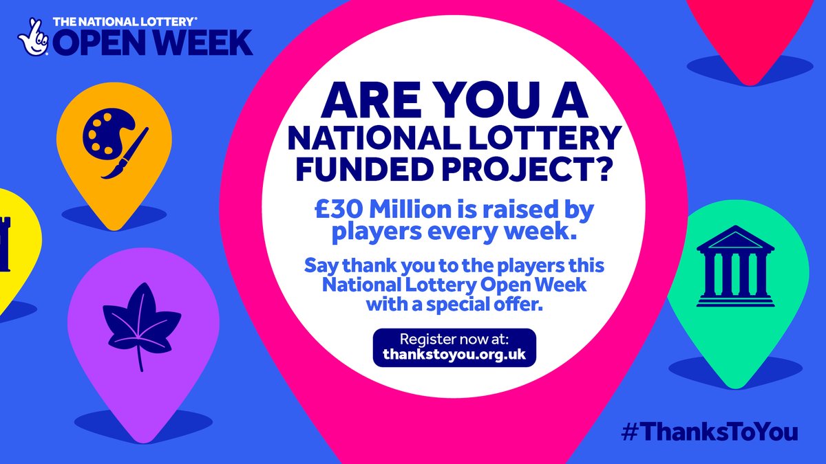 Calling all #NationalLottery funded heritage projects! 📢

Join us in saying #ThanksToYou to the players who raise £30 million each week for good causes. This years National Lottery Open Week will take place between 19-27 March.

More information 👉 heritagefund.org.uk/news/open-your…