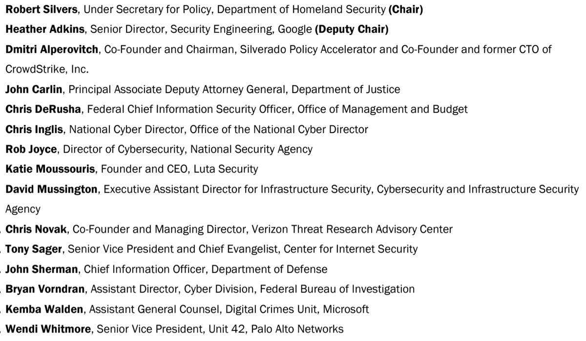 DAlperovitch's tweet image. I am honored to join @DHSgov's new Cyber Safety Review Board (CSRB).

I would like to thank @SecMayorkas and @CISAJen for the opportunity to work with a world-class group of experts under the leadership of Chair @SilversRob and Deputy Chair @argvee 1/3