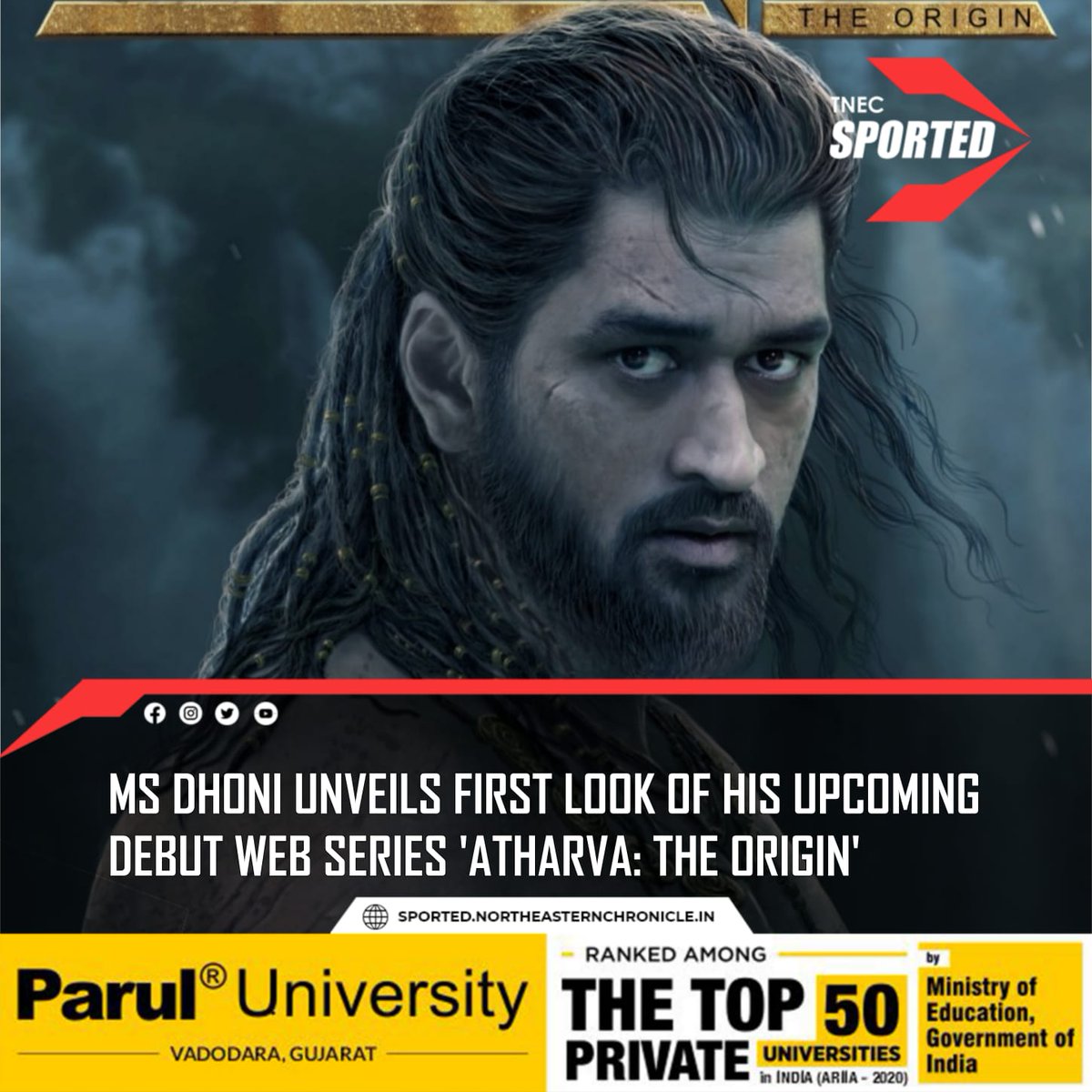 sported_tnec's tweet photo. On Wednesday, Former India skipper Mahendra Singh Dhoni unveiled the first look of his upcoming web series a graphic novel titled 'Atharva: The Origin'.

#MSDhoni
#AtharvaTheOrigin #webseries https://t.co/dp49SQYFdS