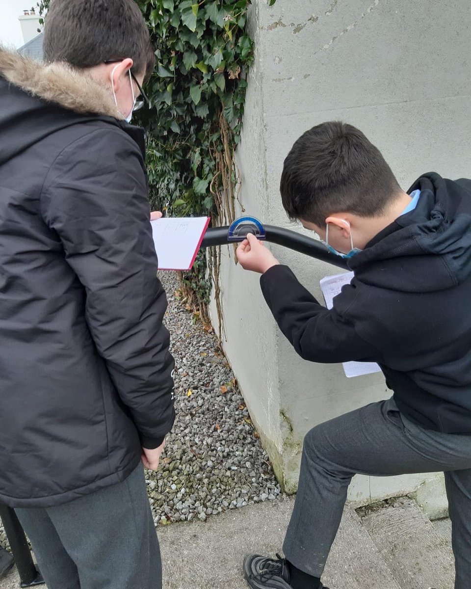 StStpatricksss's tweet image. 1st Year Maths class putting their geometry measurement skills to good use. #mathseyes #mathsinlife #mathswalk
