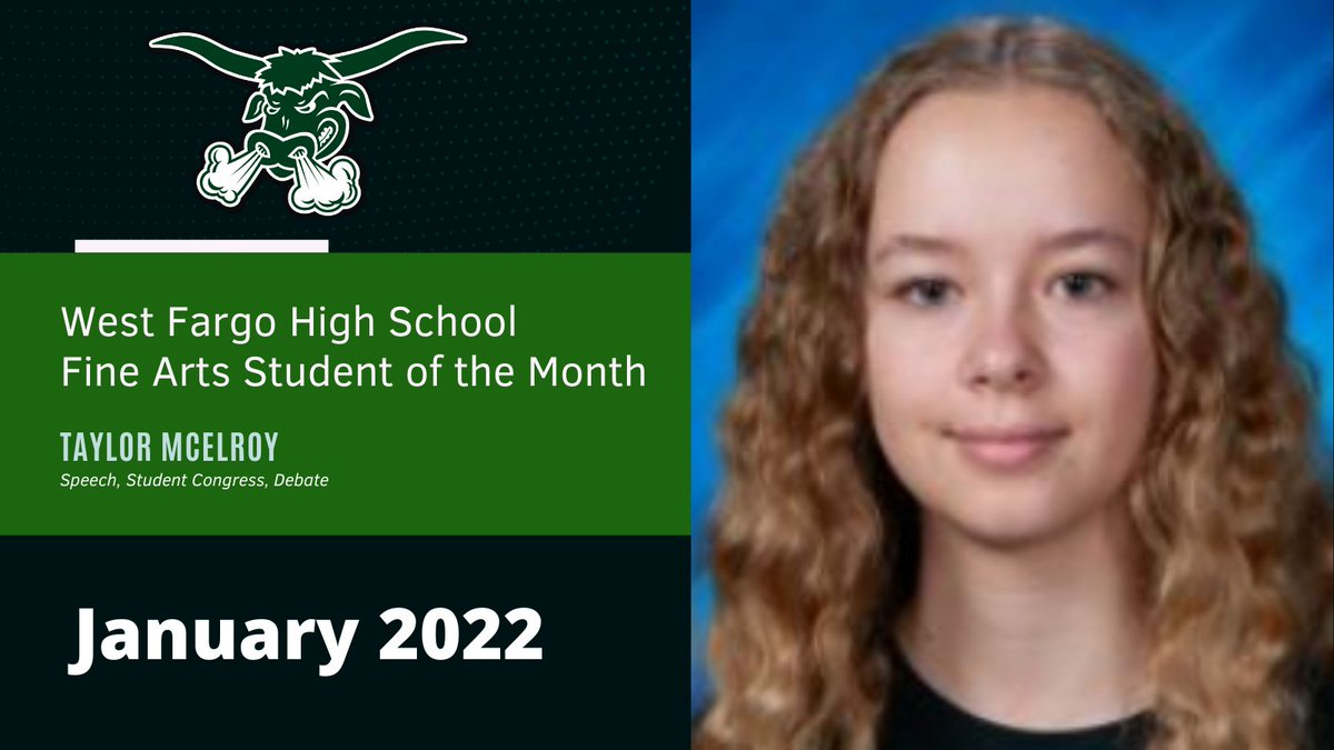 JayDeCann's tweet photo. Congratulations to Taylor McElroy as our January Fine Arts Student of the Month.  @wfpackerbackers @w_packe #WFPackerPride https://t.co/WRMDGVaUsz