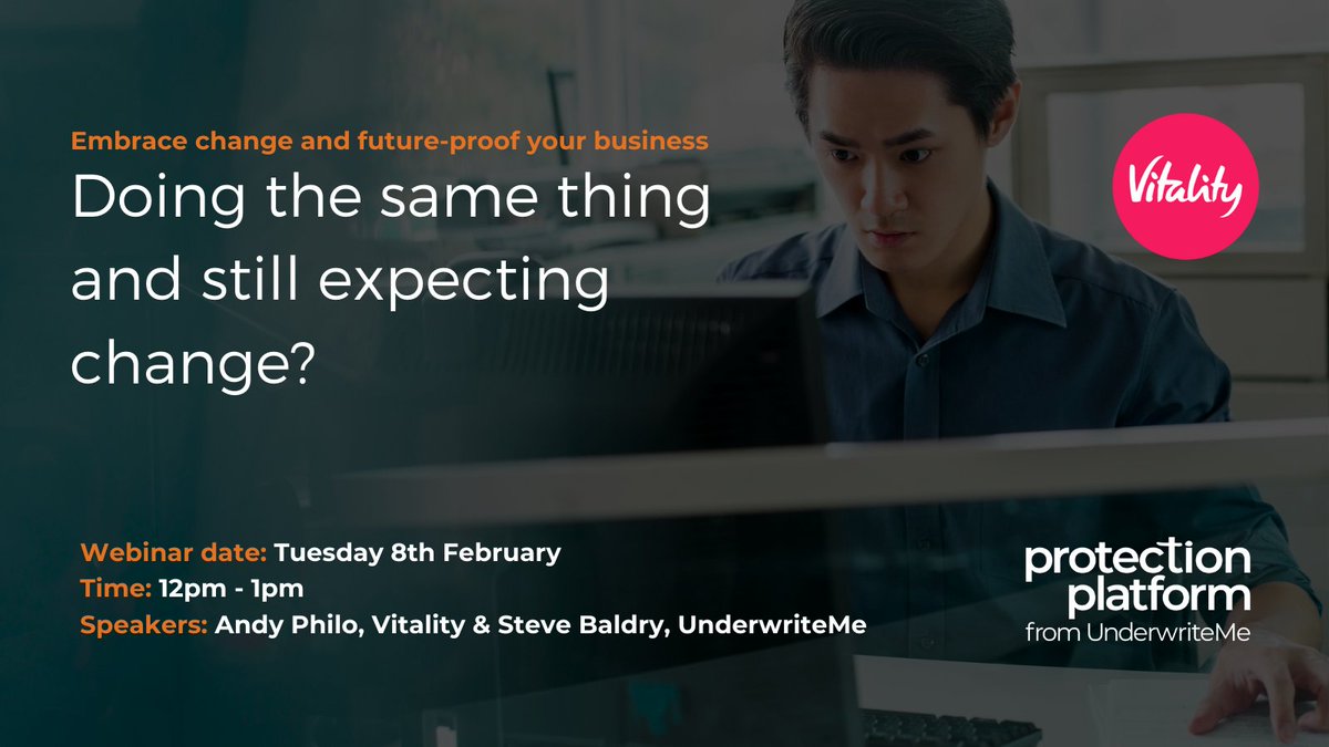 ARE YOU EMBRACING CHANGE AND FUTURE-PROOFING YOUR BUSINESS?

Join our webinar where we'll speak to our new partner, Vitality around innovation within the protection industry and insights into projects we're working on for 2022 and beyond.

Register here - zoom.us/webinar/regist…