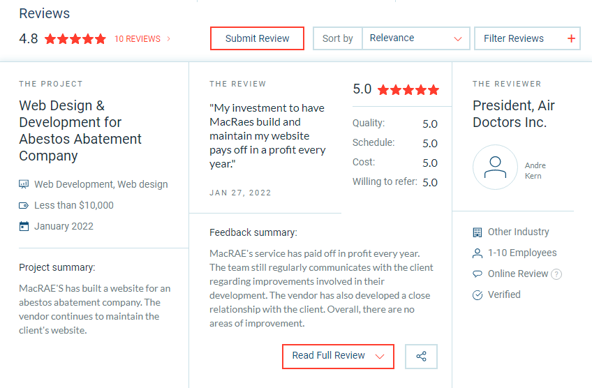 MacRAEsMarkting's tweet photo. Thank you Andre from @airdoctors_inc for posting a new #review of us on @clutch_co . It's been a pleasure working with you for so many years and we are so thrilled that you are happy with our #services and seeing a good ROI. Read Full Review: https://t.co/3BMsHj59Rb https://t.co/TSLcueGhSS