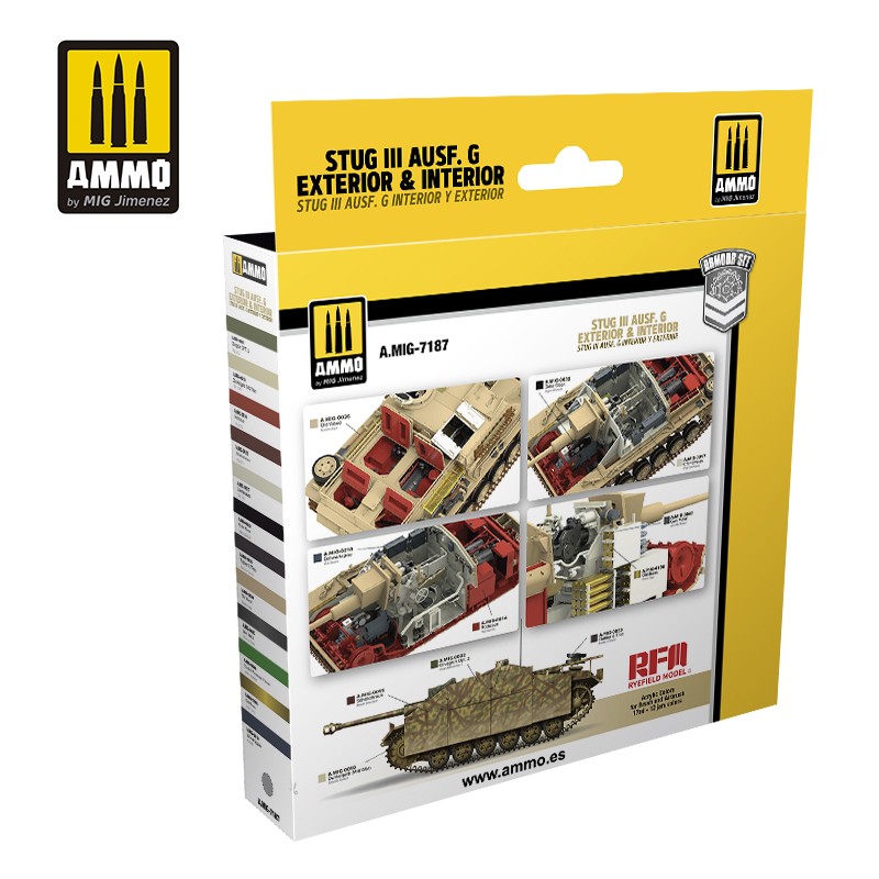 AMMOMIG's tweet photo. The new #AMMO StuG III Ausf. G Exterior and Interior Set contains 12 high quality acrylic colours for this iconic German Assault Gun of WW2. Save time in your projected by having the correct colour easily to hand with this new #ArmourSet!
Get yours here: https://t.co/vqt6e8HyYp https://t.co/jOjT9WxqHS