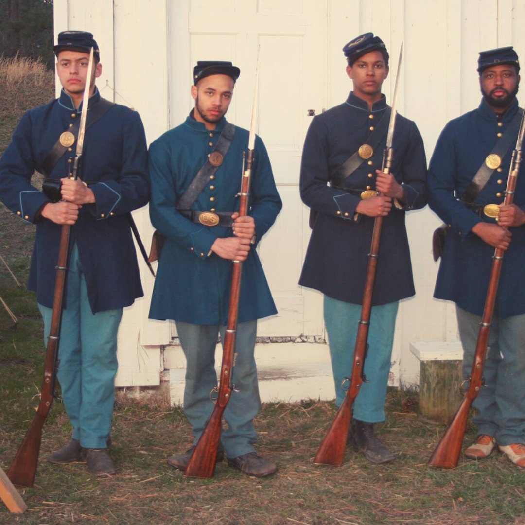 During the American Civil War, Black men were mustered into the Union Army into segregated units, known as United States Colored Troops (USCT). In 2019, Historic Richmond Town welcomed living historians who portrayed the 20th USCT in a special immersive program, "To Die Free."