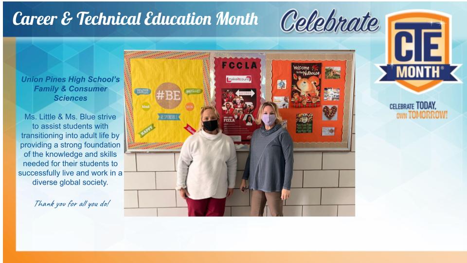cte_moore's tweet photo. Today's Spotlight: Union Pines High School - Family &amp; Consumer Science #weRMoorecte #ctemonth https://t.co/leKEBzfSIT