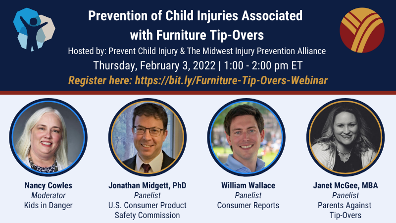 PreventChildInj's tweet photo. Join us TODAY at 1pm ET for our webinar 💻 with @MidwestInjury: Prevention of Child Injuries Associated with Furniture Tip-Overs. @USCPSC @kidsindanger @tipovers @ConsumerReports 

https://t.co/8T4heSBGDH #StopTipOvers https://t.co/OuzR90BtWm