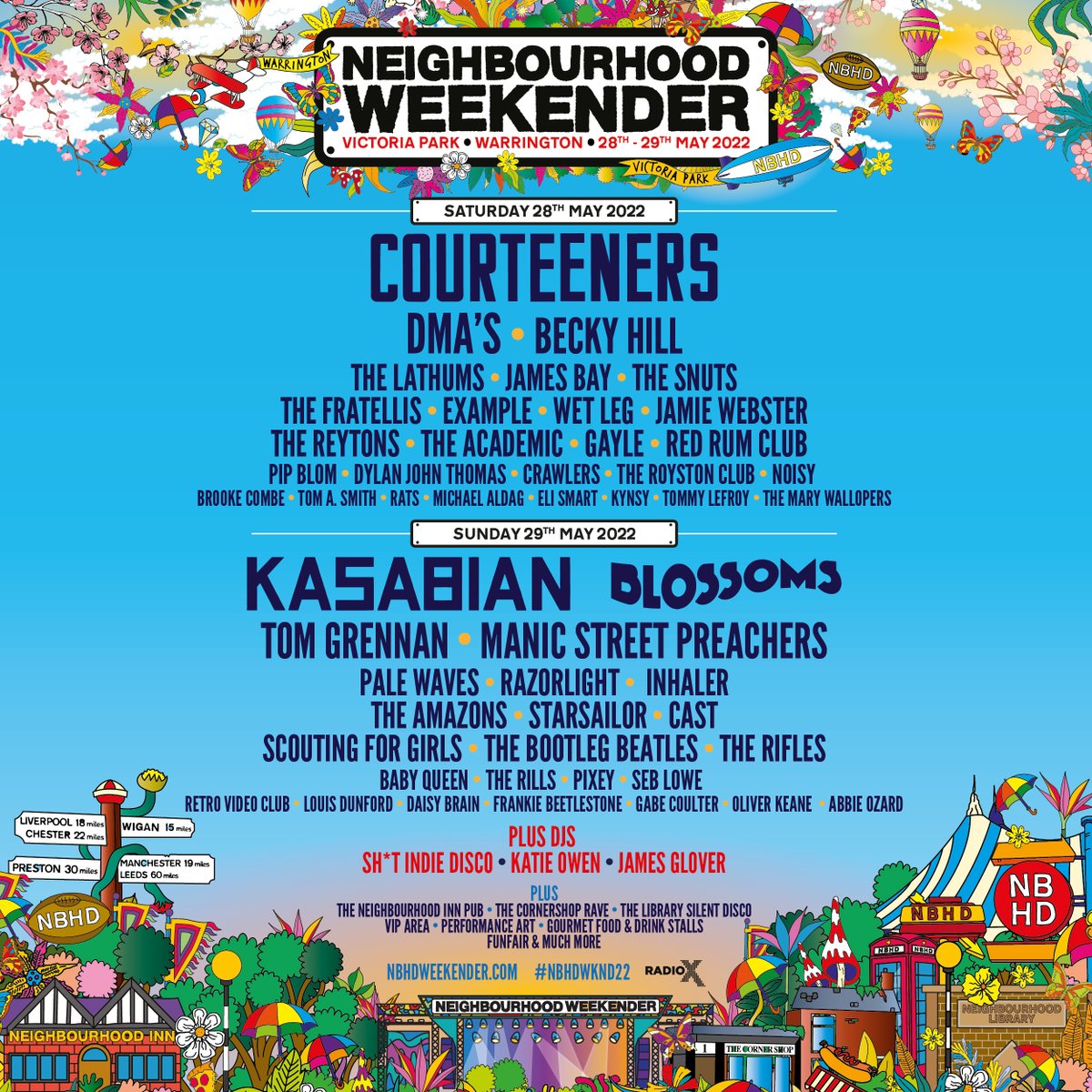 SECOND WAVE IS HERE!! #NBHDWKND22 😎 @Manics @Razorlight @JamesBayMusic @RedRumClub @TheReytons @whoisgayle @Scouting4Girls & more join headliners @thecourteeners @KasabianHQ @BlossomsBand 🔥 RT for the chance to WIN 1 pair of tix! 🎟️ going fast >> NBHD.lnk.to/Tickets