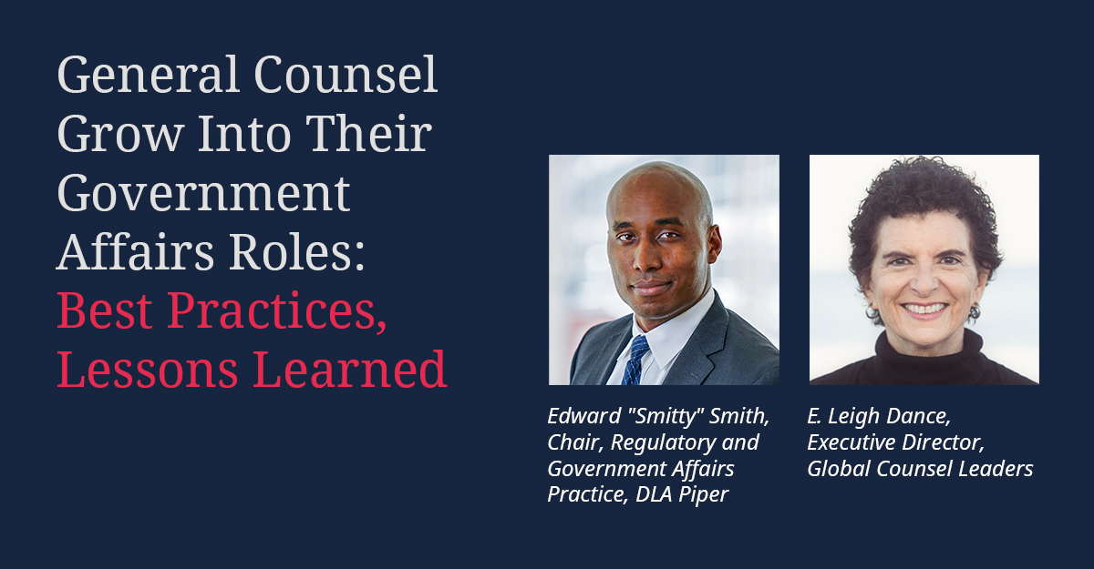 DLA_Piper's tweet photo. Our own @smitty_dc and @ELDance of @CounselLeaders discuss industry best practices and steps for #GeneralCounsel to strengthen their #governmentaffairs approach in @lawdotcom: https://t.co/XS8ruJekfj #inhousecounsel https://t.co/oyxo6Sf89K
