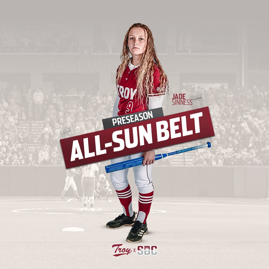 𝐓𝐇𝐄 𝐁𝐄𝐒𝐓 𝐋𝐄𝐀𝐃𝐎𝐅𝐅 𝐈𝐍 𝐓𝐇𝐄 𝐋𝐄𝐀𝐆𝐔𝐄

Our powerhouse lefty leadoff Jade Sinness has been named to the Preseason All-Sun Belt squad! 

#BeTheStandard | #OneTROY