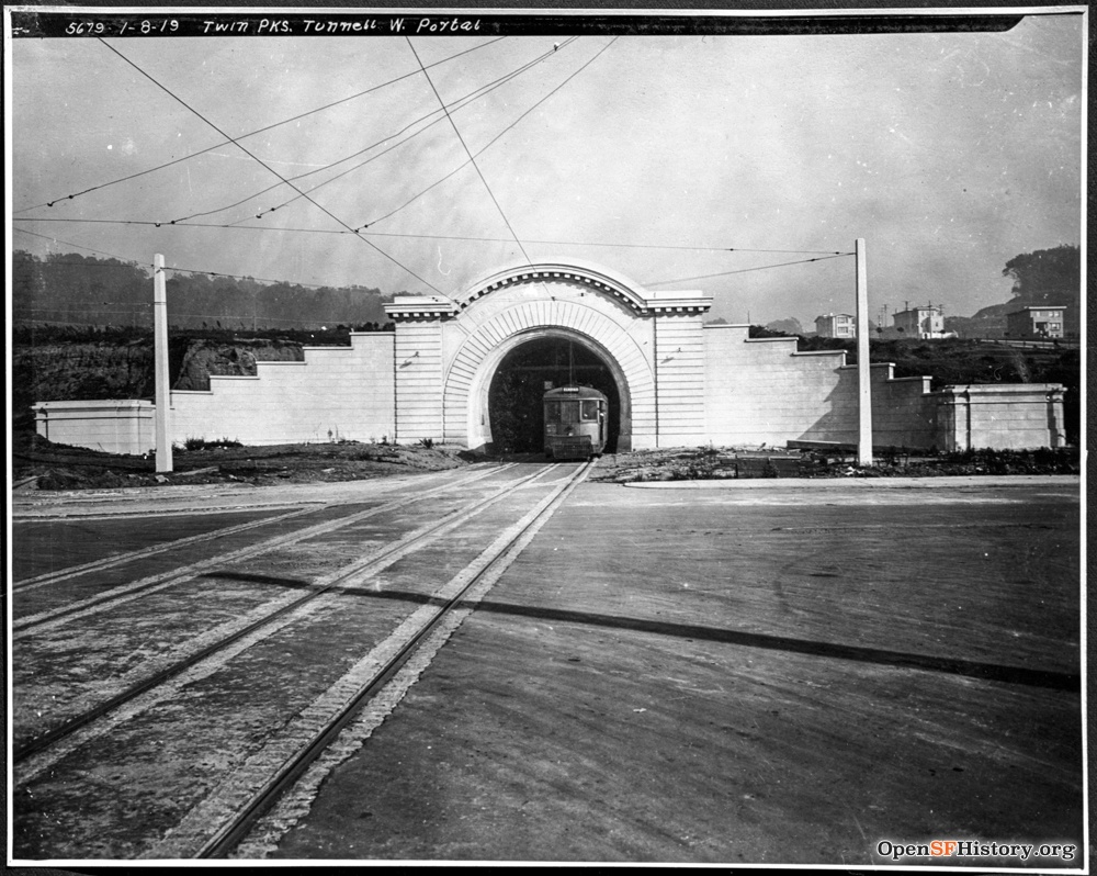 104 years ago today, the Twin Peaks Tunnel officially opened. Here's what the west portal of the Tunnel looked like eleven months after the February 4, 1918 opening. #sfhistory  #OnThisDay
