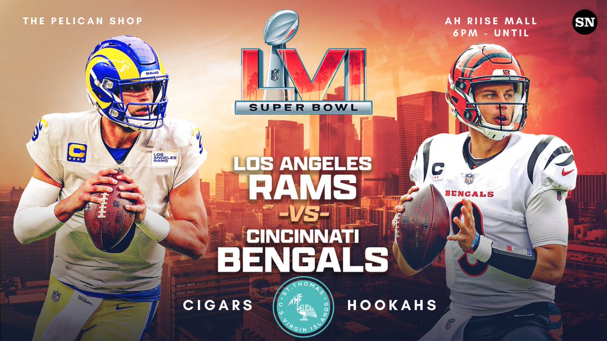 pelicanshopvi's tweet photo. Super Bowl LVI at The Pelican Shop https://t.co/g3nJiRy39I