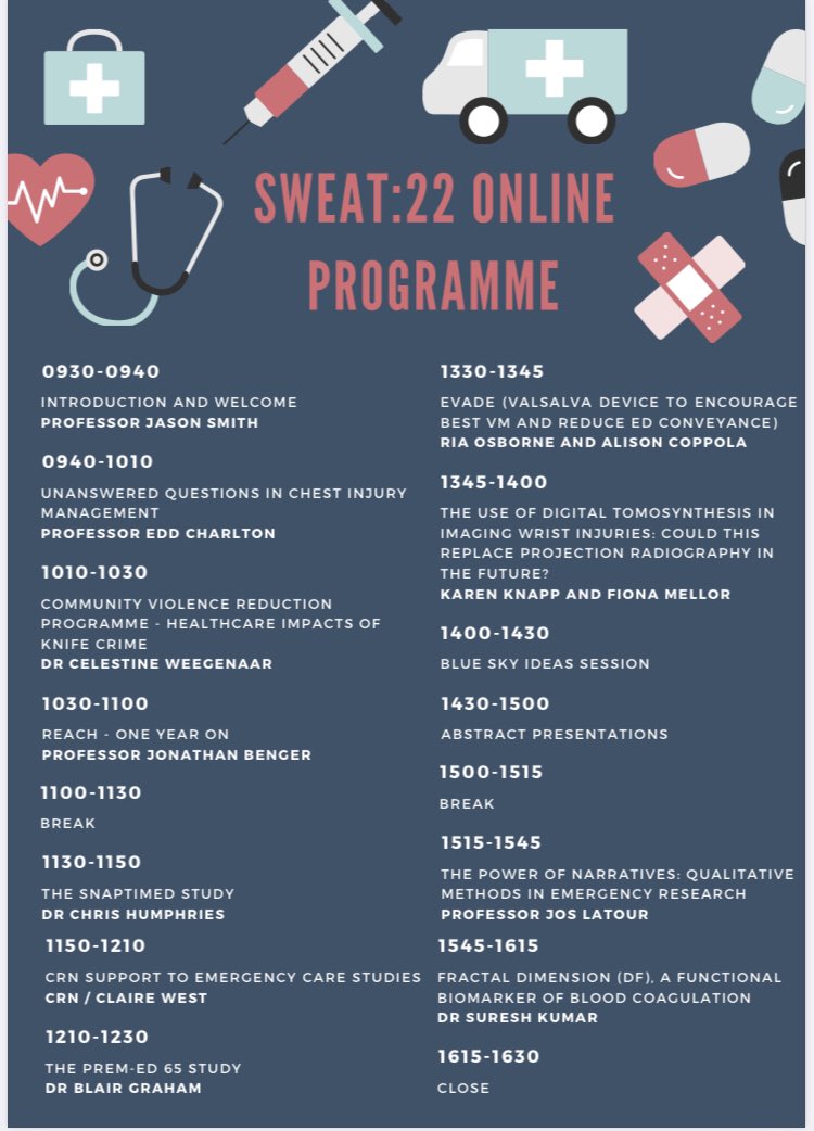 SWEAT22online's tweet photo. Bookings for @SWEAT22online is open, will you be submitting an abstract or a blue sky idea? Please RT and share with students, trainees and early career researchers. Deadline: 14th February 2022 @DerrifordED @UWEEmergency @EMTAcommittee @ternfellow https://t.co/uYfveV8qKS