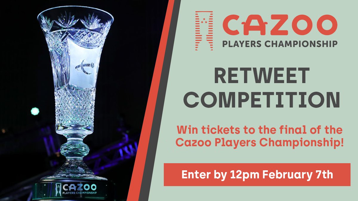 WeAreWST's tweet image. 🎟 RETWEET COMP! 🎟

We're giving away tickets to the final of the @CazooUK Players Championship in Wolverhampton next Sunday!

Just retweet this by midday, Monday 7th February #CazooSeries