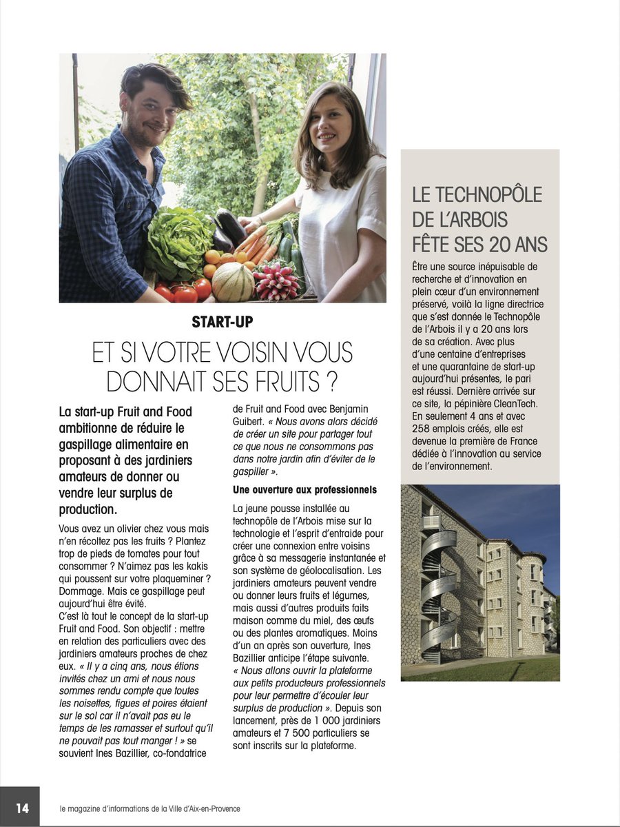 TechnopolArbois's tweet photo. @Fruitandfood à l'honneur dans #Aixlemag☀️ et les 20 bougies du Technopôle 🎂

@aixmaville 
@AMPMetropole https://t.co/y24jwF5El6