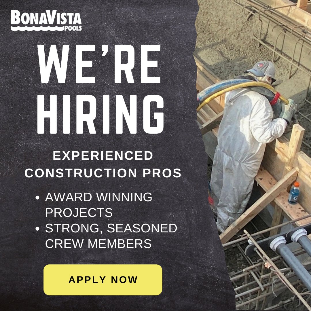 #JobPost WE’RE HIRING Experienced Construction Pros to join our skilled crew. Work on award-winning pool projects!

Link to apply: surveymonkey.com/r/TZZRH52
•
#torontojob #markhamjob #jobposting #hiring #torontoconstruction #markhamconstruction #constructionwork #constructionjob