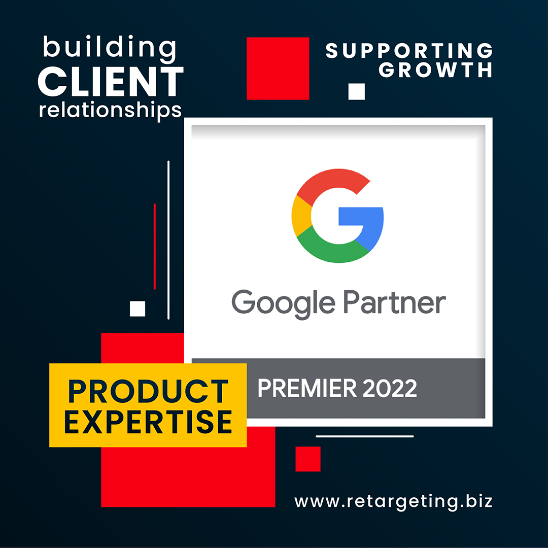 We’re excited to share that Retargeting is a 2022 #GooglePremierPartner! 

#GooglePartners #GoogleAds #ecommerce #onlinemarketing #achievement #onlineshops #business