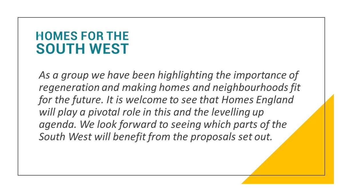 Homes4SW's tweet photo. Homes for the South West welcomes the commitment in the Government’s Levelling Up Paper towards genuinely affordable, quality housing 👇 
#LevellingUp #SWLevellingUp #ukhousing @HomesEngland https://t.co/E0ZU9MbLBw
