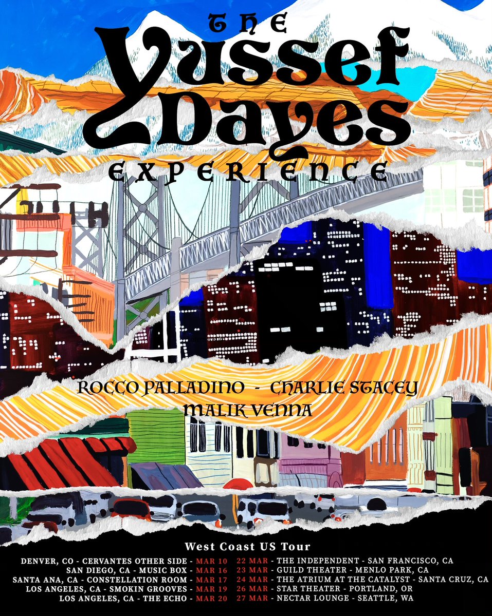 Blessed to be Touring the West Coast in March!!
Tickets available via my bio.
Artwork by <a href="/barka_art/">Barka</a> 
Looking forward to seeing y’all
🏞✨🎫🇺🇸🪘