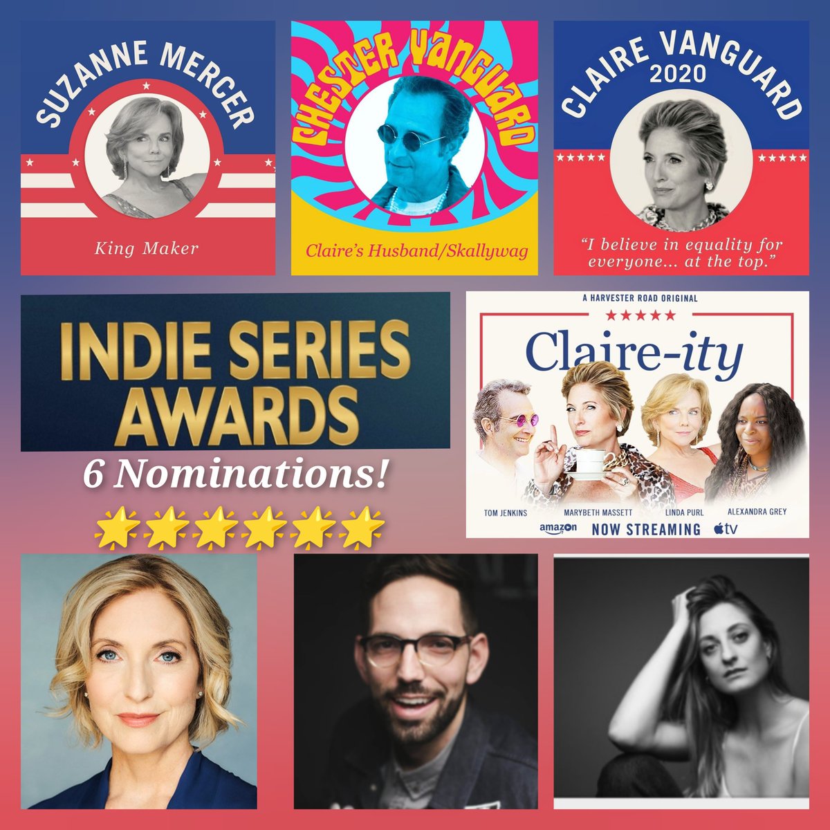 tomjenkinsacts's tweet photo. Thanks @ISAwards for six nominations 🎭🌟#TeamClaireity Best #comedy Best #actor moi and #actress @MarybethMassett #supporting @lindapurl #director #writing #IndieSeriesAwards @ClaireVanguard @VanguardChester https://t.co/fsRv8yJbHj