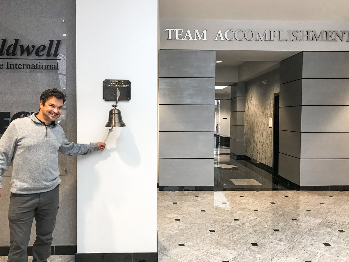 JAGCompanies's tweet photo. Northeast Remsco Construction got to ring the 'bingo bell' at JAG HQ after winning a bid yesterday! #TeamAccomplishment https://t.co/VRuwukAlKP