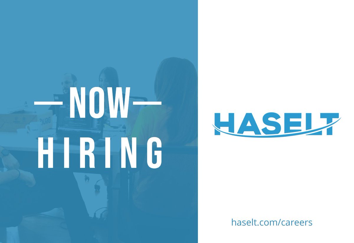#HASELTTeam is expanding!
We have multiple job openings for the next positions: 
🔹 Software Development Engineers
🔹 Azure DevOps Engineer
🔹 iOS Software Engineer
🔹 QA Engineer
🔹 Product Owner
➡ For more details on the positions and how to apply  bit.ly/34fs9OD