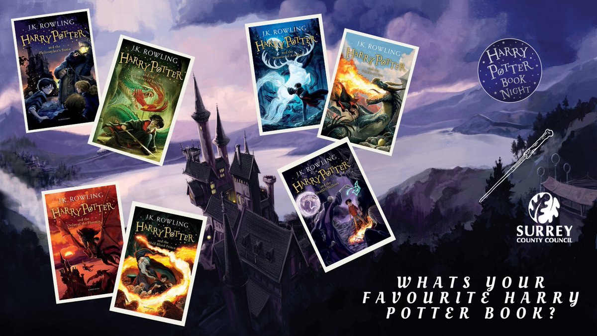 SurreyLibraries's tweet photo. Which one in the Harry Potter series is your favourite❓

Available @SurreyLibraries 👉 https://t.co/KqMOJLE3Gn

#HarryPotterBookNight 
#HPBN
 @BloomsburyBooks https://t.co/SQZv8a9RE3
