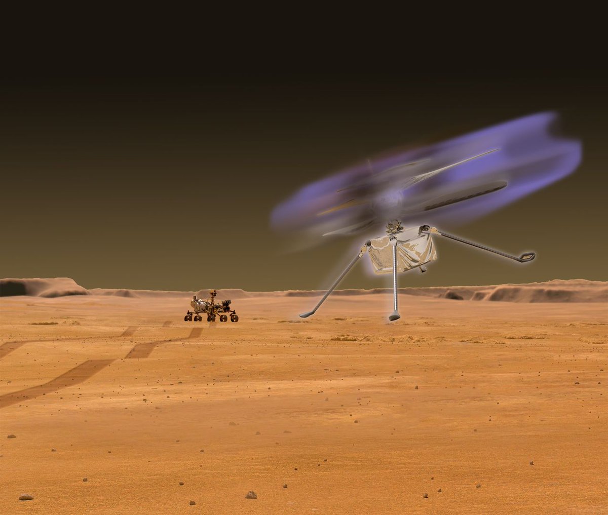 maximaxoo's tweet photo. #Space: #helicopters flying at #Mars may #glow at #dusk — the #WhirlingBlades on drones flying above Mars may cause tiny #ElectricCurrents to flow in the Martian atmosphere — and now, we want pictures!
👁 https://t.co/ummI6mSPIM via @NASA https://t.co/lfch4irHDJ