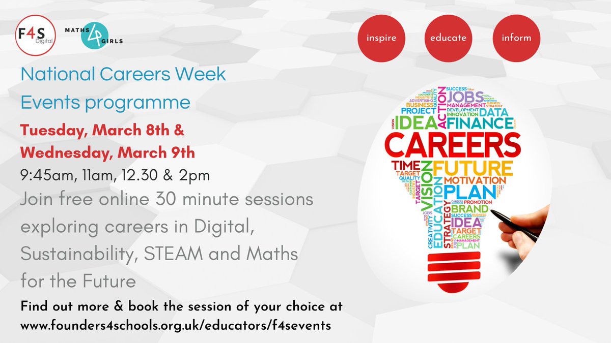 Founders4Schools (@founders4school) on Twitter photo TEACHERS: what have you planned for #NCW2022? Your class can hear role models share stories and experiences about their #career in free online sessions. If you have students interested in #Maths #Digital #Sustainability and #STEAM sign up bit.ly/3LauKKn <a href="/CareersWeek/">National Careers Week</a> TEACHERS: what have you planned for #NCW2022? Your class can hear role models share stories and experiences about their #career in free online sessions. If you have students interested in #Maths #Digital #Sustainability and #STEAM sign up bit.ly/3LauKKn <a href="/CareersWeek/">National Careers Week</a>