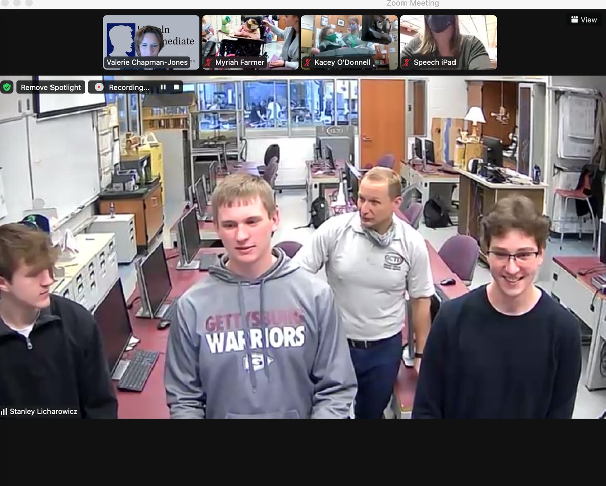 LIU12_AT's tweet photo. What a bucket-filling Zoom this morning with students at @GASD_PA . They saw the toys they made switch accessible being used by actual students at @FLC_LIU12 and @YLC_LIU12 and talked about future projects. @LincolnIU12 @LIU12_PD @LIU12_TaC @at_makers #liuassistivetech #ATMakers https://t.co/Iq6MCc5pgV