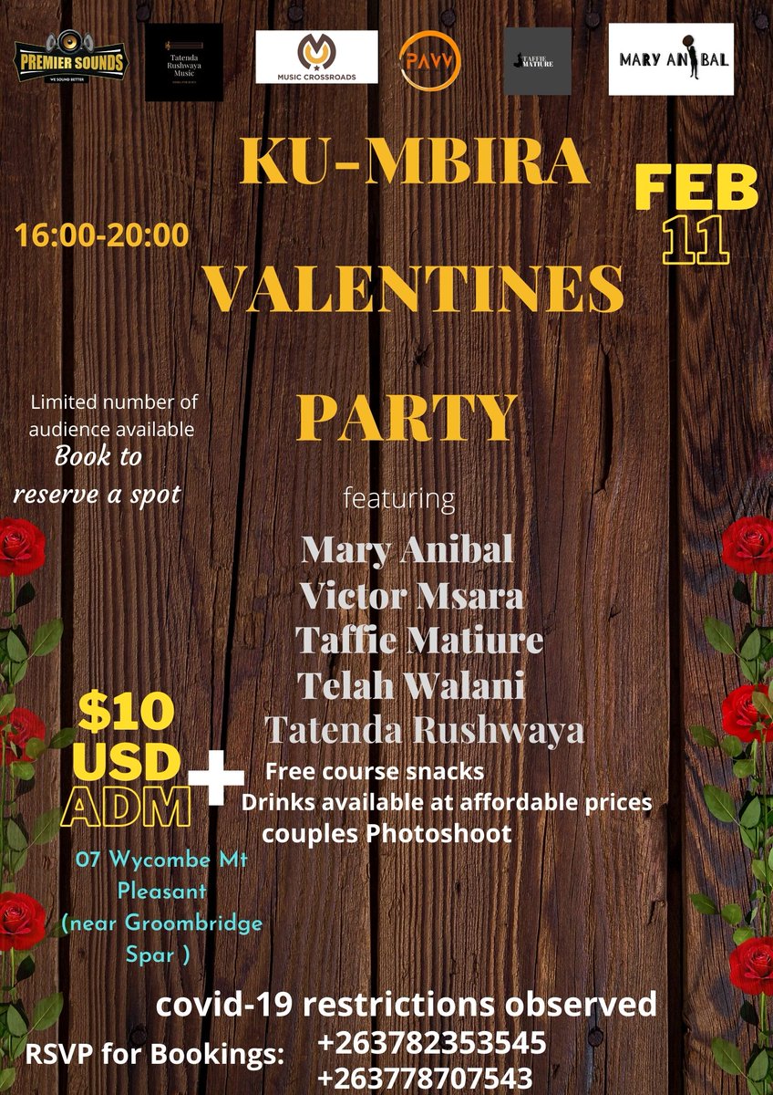its too bad my twitter game still sucks...But I have been working on this...come enjoy #valentines in a different way doesn't matter if you are single come enjoy good food, music, and photoshoots 
.
.
.
.
#ValentinesDay2022 
#music 
#Food
#goodvibes 
<a href="/plotmhako/">Plot Mhako</a> 
@EargroundZw