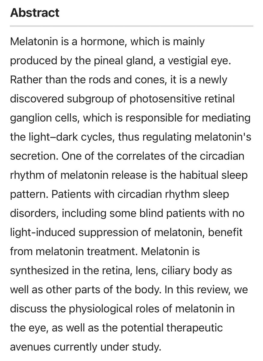 Light, dark, and melatonin: emerging evidence for the importance of melatonin in ocular physiology  https://www.nature.com/articles/6702597