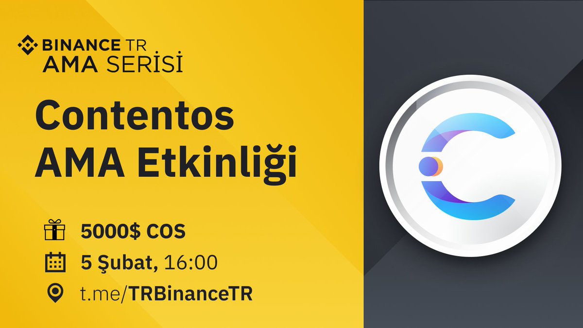 BinanceTR's tweet photo. 🔊 @contentosio ile Ödüllü, Bana İstediğini Sor (#AMA) Etkinliği

📌 https://t.co/6nc0DNb464
📅 5 Şubat ⏰ 16:00
🎁 5.000$ #COS

Ödül kazanabileceğiniz sorularınızı Instagram'dan https://t.co/PWyRbZcd80 sormaya başlayabilirsiniz https://t.co/kNjLXit6rG