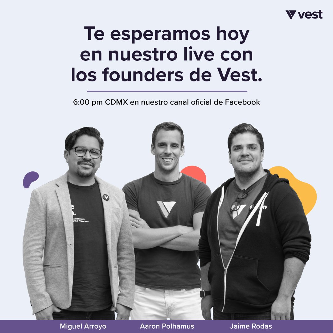 Hoy a las 18:00 hrs CDMX nos vemos en el live en Facebook con los founders de Vest que te contarán las herramientas de Vest para que empieces a invertir en las bolsas de valores más grande del mundo.
bit.ly/34uuPYy