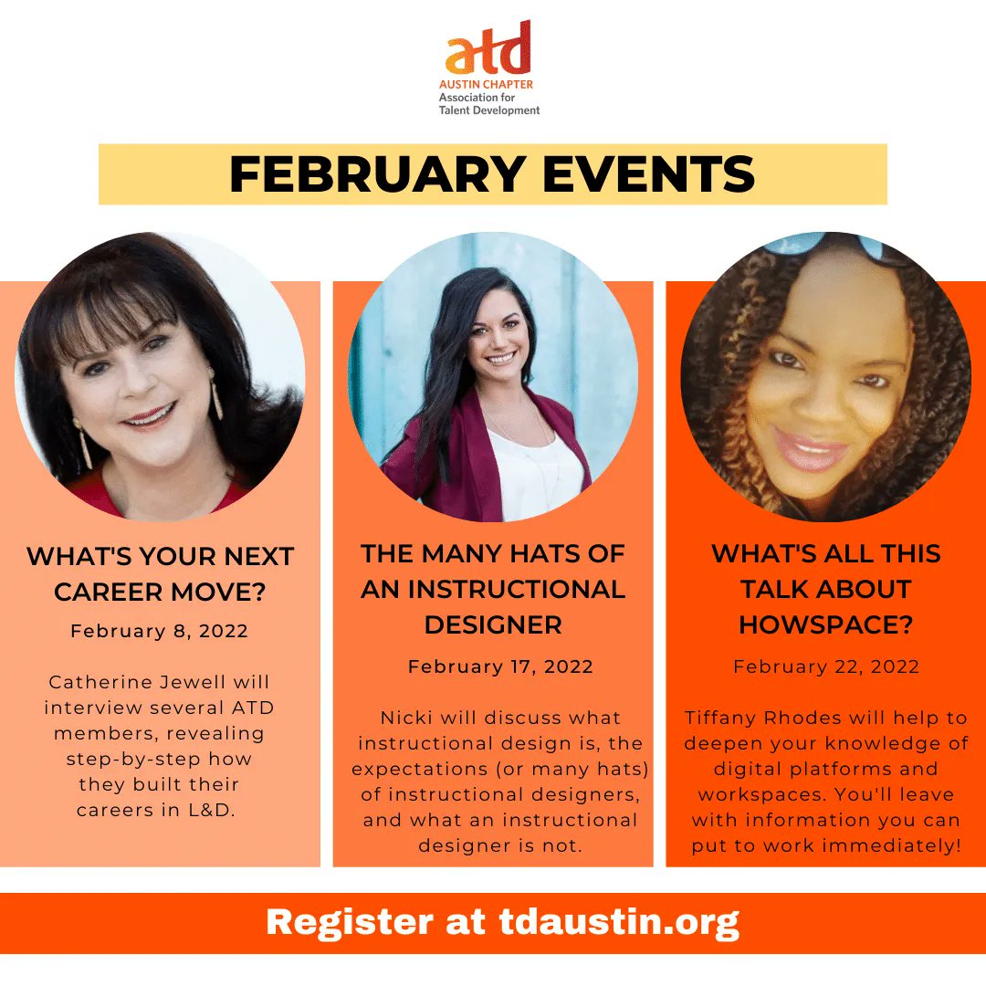 ATD_Austin's tweet photo. One of the greatest benefits of having an ATD Austin membership is getting discounts on game-changing learning sessions. Register today for our February sessions at https://t.co/sHitQvdynu.

#atdatx #atdaustin #austinjobs #austincareers #talentdevelopment #learning #hrcareers https://t.co/vT3YR6zCTc