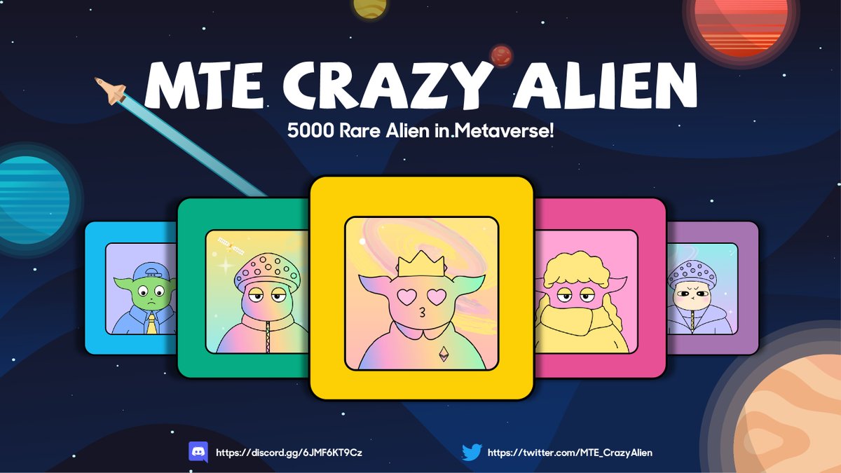 MTE_CrazyAlien's tweet photo. Owners of the MTE Crazy Alien NFT👽 will have the opportunity to earn a selection of surprises🎁 among our project partnership.
Join our discord to learn more about our bonuses ➡️ https://t.co/pV6IvKaXJY
#CrazyAlien #MTEQT #NFT #MetaverseNFT #MTE https://t.co/RGGQPLcooc