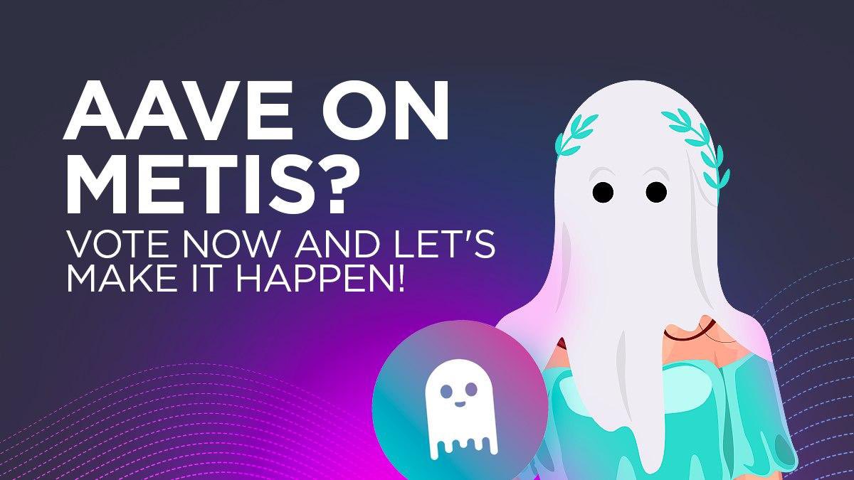MetisL2's tweet photo. Are you ready for @AaveAave on $METIS?! 👻 🌿

Our AAVE snapshot proposal ends tonight at midnight ET! 

Gather your $AAVE &amp; VOTE! 
Snapshot below. 📸 

Then get ready for the Metis on chain proposal, coming soon! 

https://t.co/q5DBr9wO2T https://t.co/Lchmk5QBvU