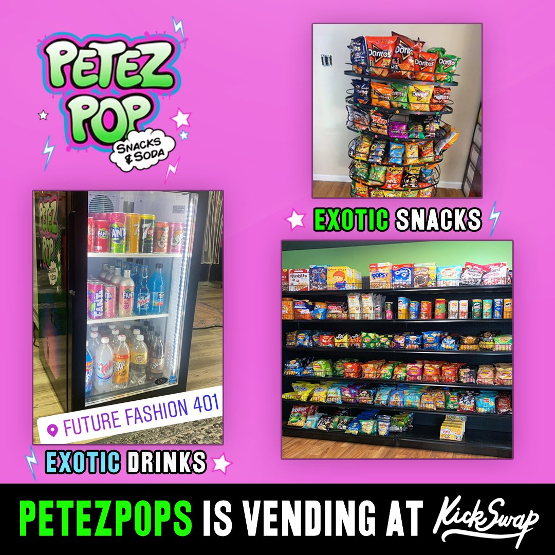 thekickswap's tweet photo. EXOTIC SNACKS 🍭🥤

PetezPops will be in the BUILDING at our convention selling a variety of imported snacks and drinks🤯

Who’s ready to eat 🍽

@Petezpop561 https://t.co/c0ranipY0l